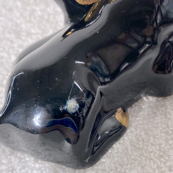 Vintage Black Ceramic Unicorn Figurine W Gold Accents - Picture 12 of 15